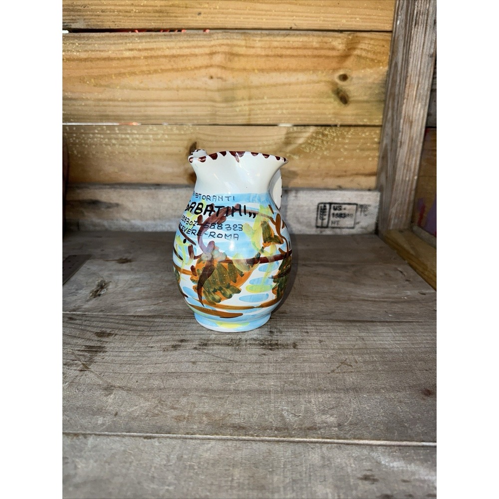 VTG‎ Hand Painted PItcher " Ristorante Sabatini, Roma" Made in Italy Multicolor
